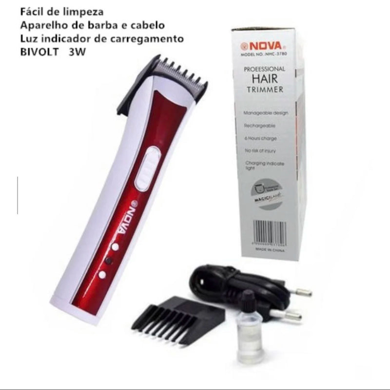 Máquina para corte de cabelo e barba NOVA Classic NHC3780 com bateria de lítio recarregável